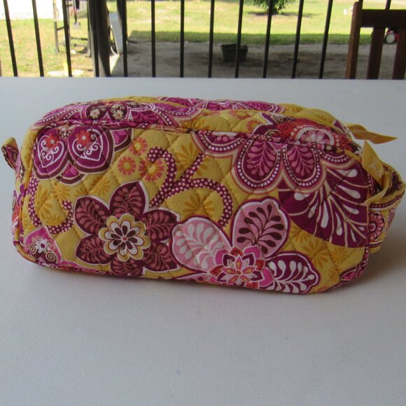 Vera Bradley Women's Bali Gold Yellow Patterned Makeup Toiletry Cosmetic Bag - Picture 4 of 12